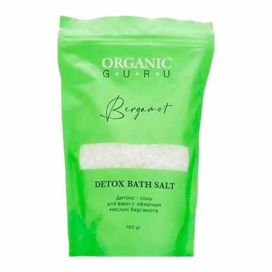 ORGANIC GURU Соль для ванн детокс, соль для ванн, 750 г, 1 шт, с эфирным маслом бергамота фото
