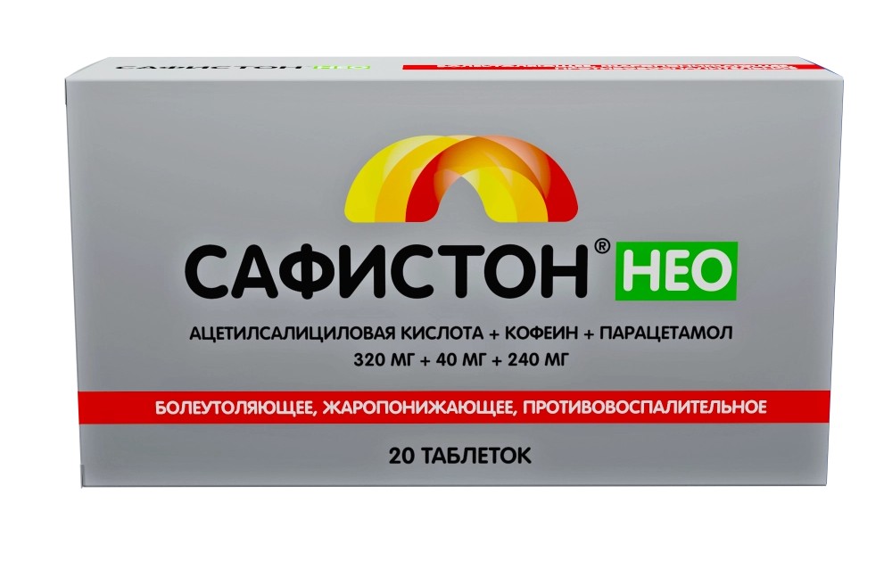 Сафистон Нео, 320 мг + 40 мг + 240 мг, таблетки, 20 шт. фото