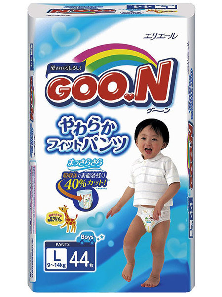 GOON Подгузники-трусики детские, L (9-14 кг), 44 шт, для мальчиков фото