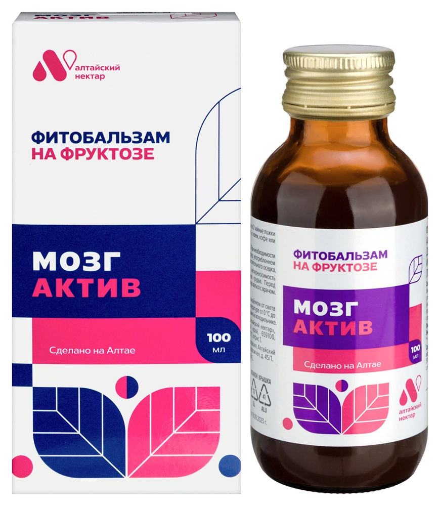 Алтайский нектар мозг актив фитобальзам на фруктозе, фитобальзам, 100 мл, 1 шт. фото
