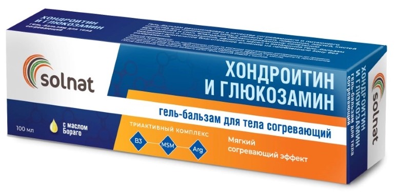 Солнат Гель-бальзам для тела согревающий хондроитин и глюкозамин, гель для тела, 100 мл, 1 шт. фото