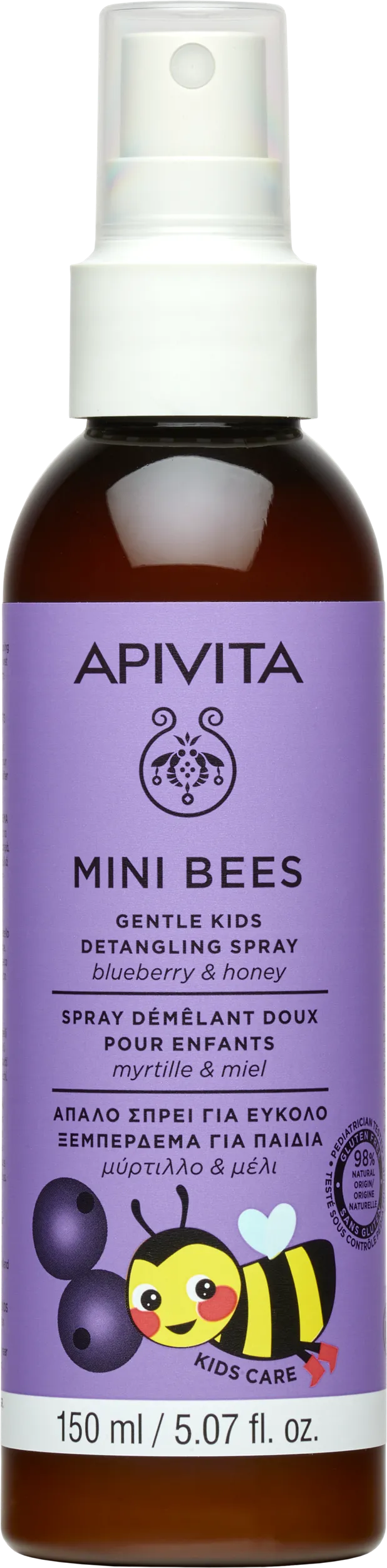 Apivita Маленькие пчёлки Спрей для легкого расчесывания волос детский с черникой и мёдом, спрей, 150 мл, 1 шт. фото