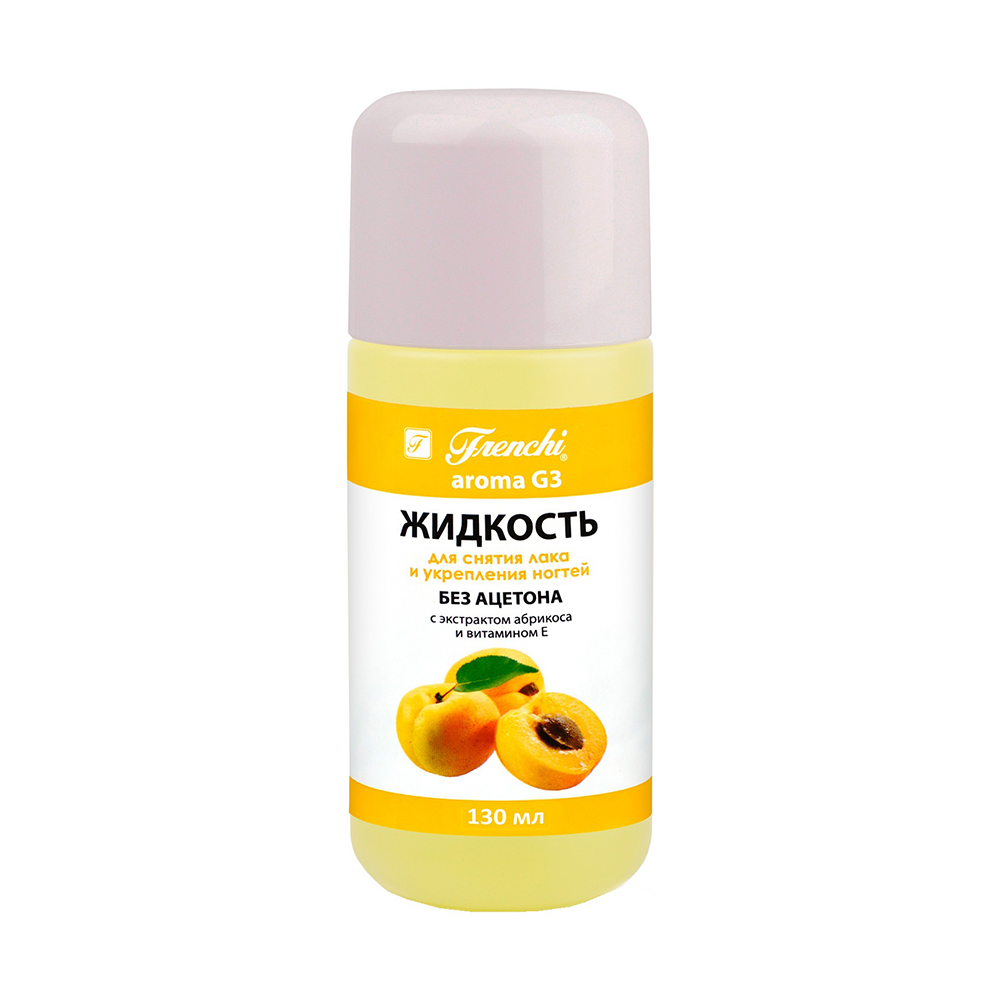 Frenchi Жидкость для снятия лака и укрепления ногтей с витамином Е, 130 мл, 1 шт, абрикос фото