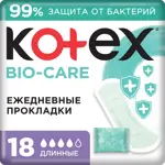 Kotex Bio-Care Прокладки ежедневные длинные, прокладки ежедневные, 18 шт. фото 
