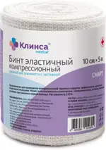 Клинса Бинт эластичный компрессионный Интекс-смарт, 10 см х 5 м, 1 шт, с двумя фиксаторами, средней растяжимости фото