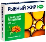 Рыбный жир с маслом облепихи, капсулы, 100 шт. фото