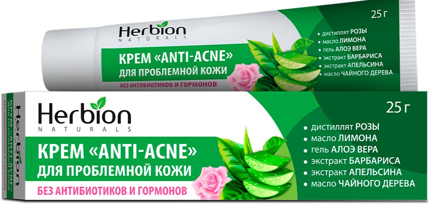 Herbion Anti-acne Крем для проблемной кожи, крем для лица, 25 г, 1 шт. фото