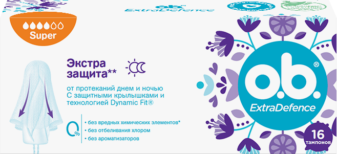 O.b. extra defence super, тампоны женские гигиенические, 16 шт. фото