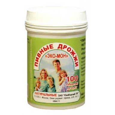 Дрожжи пивные ЭКО-МОН, 0.5 г, таблетки, 100 шт. фото