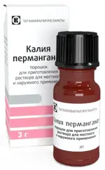Калия перманганат, порошок для приготовления раствора для местного и наружного применения, 3 г, 1 шт. фото