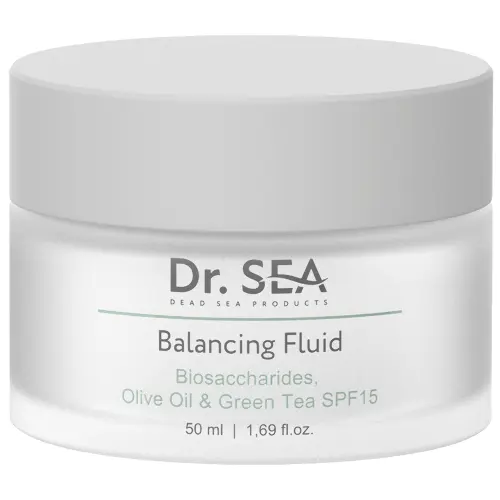 Dr. Sea Флюид балансирующий с комплексом биосахаридов оливой и зеленым чаем, флюид, 50 мл, 1 шт, SPF 15 фото