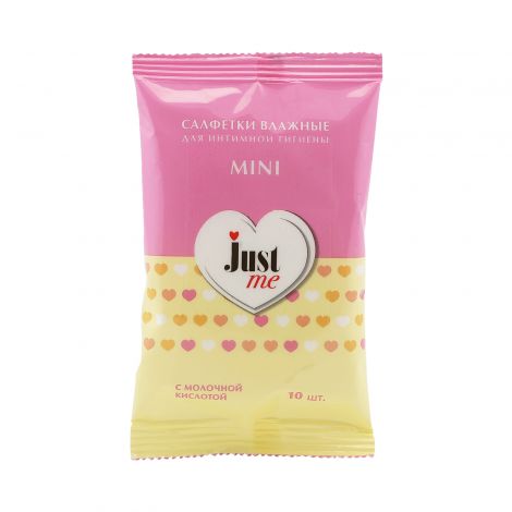 Just me Салфетки влажные для интимной гигиены мини, салфетки влажные, 10 шт, с экстрактом ромашки и молочной кислотой фото