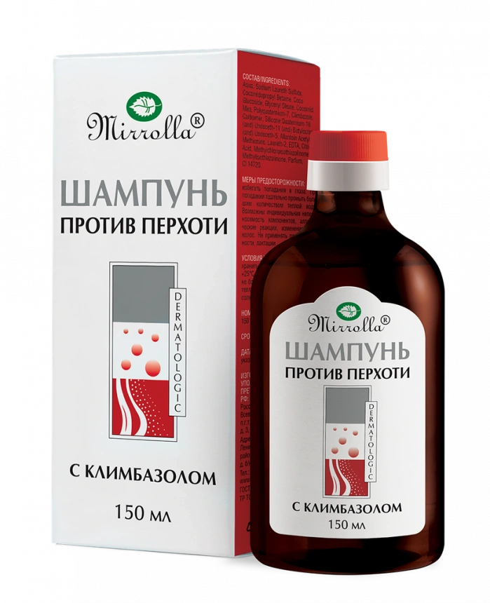 Mirrolla Шампунь против перхоти с климбазолом, шампунь, 150 мл, 1 шт. фото