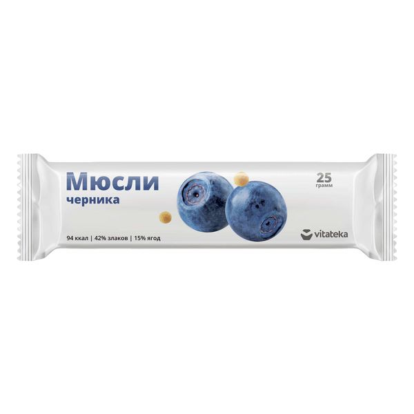 Витатека Мюсли с витамином C, батончик, 25 г, 1 шт, черника фото