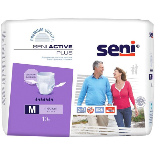 Seni Active Plus трусы впитывающие для взрослых, Medium M (2), 10 шт, 80-110 см фото
