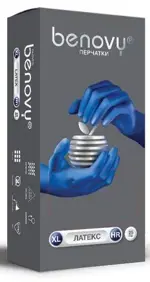 Benovy Latex High risk Перчатки латексные одноразовые нестерильные особо прочные, XL, перчатки, пара, 25 шт, синего цвета фото