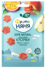Фрутоняня Фруктовые кусочки без сахара, 15 г, 1 шт, яблоко + персик + маракуйя фото