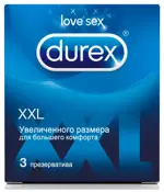 Durex XXL, презервативы, 3 шт, увеличенный размер, гладкие фото