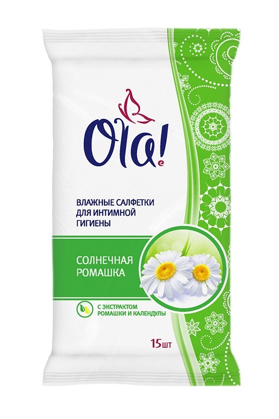 Ola! Салфетки влажные для интимной гигиены Солнечная ромашка, салфетки влажные, 15 шт. фото