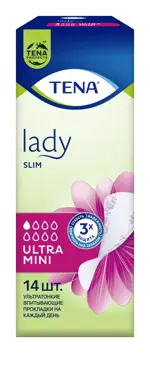 Tena Lady Slim Ultra Mini Прокладки урологические, прокладки урологические, 14 шт, 1 капля фото 2