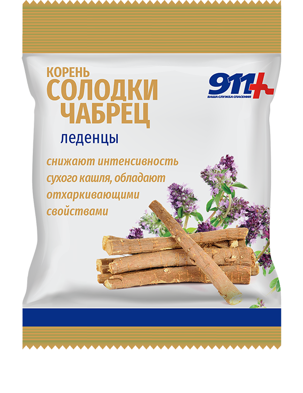 911 Ваша служба спасения леденцы с витамином C, леденцы, 50 г, 1 шт, корень солодки + чабрец фото