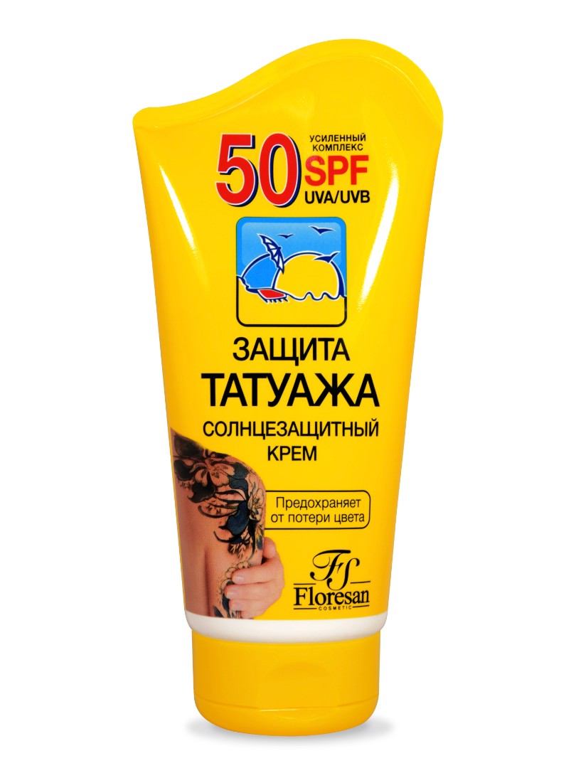 Floresan Солнцезащитный крем Защита татуажа SPF 50, крем солнцезащитный, 125 мл, 1 шт, арт. Ф-413 фото