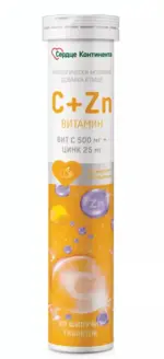 Сердце Континента Витамин С + Цинк, 500 мг + 25 мг, таблетки шипучие, 20 шт. фото