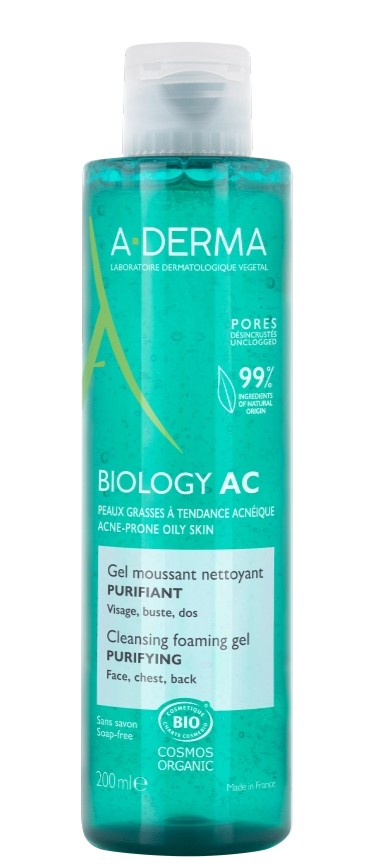 A-Derma biology ac Гель пенящийся очищающий для жирной кожи склонной к акне, гель, 200 мл, 1 шт. фото