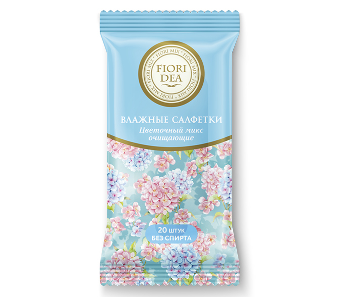 Fiori Dea Салфетки влажные Цветочный микс, салфетки очищающие, 20 шт. фото