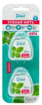 TimeDent зубная нить, 50 м, нить зубная, 2 шт, мята фото 
