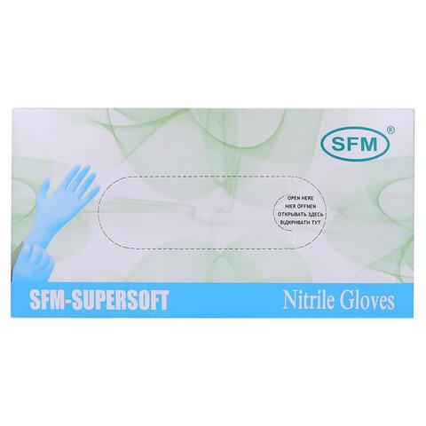SFM Supersoft Перчатки смотровые нитриловые неопудренные текстурированные, Large L (8-9), пара, 100 шт, голубого цвета фото