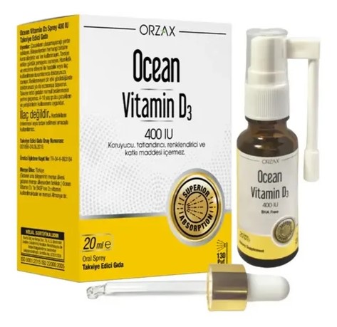Orzax Ocean Витамин D3, 400 МЕ, спрей, 20 мл, 1 шт. фото