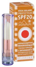 Belweder помада губная солнцезащитная SPF 20 с витамином E, 4 г, 1 шт, увлажняющий фото