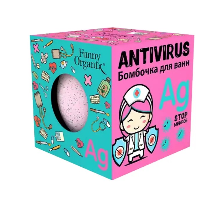 Funny Organix Antivirus Бомбочка для ванн, соль для ванн, 140 г, 1 шт. фото