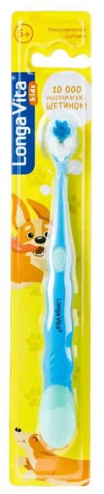Longa Vita Kids Зубная щетка детская 10000 щетинок, щетка зубная, 1 шт, цвет в ассортименте, ультрамягкая щетина, для детей с 5 лет фото 3