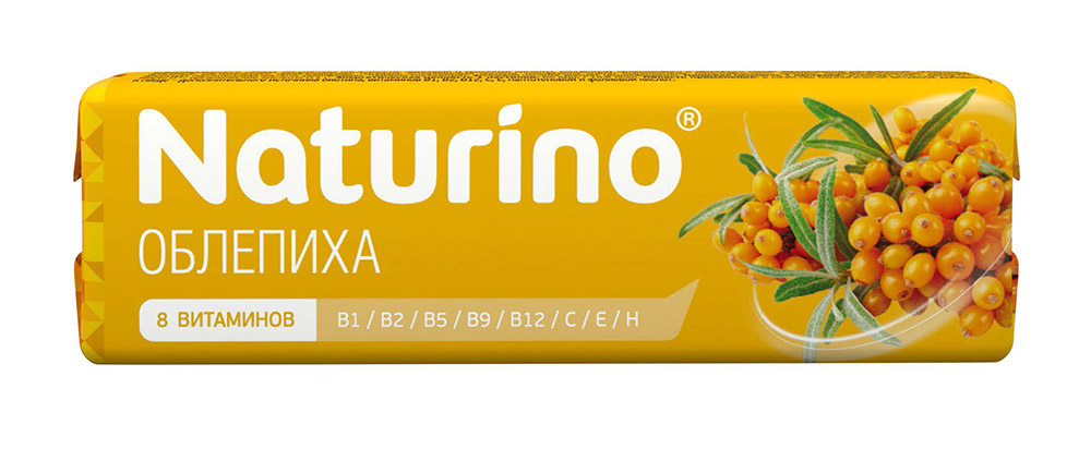 Натурино пастилки с витаминами и натуральным соком, 4.2 г, пастилки, 8 шт, облепиха фото