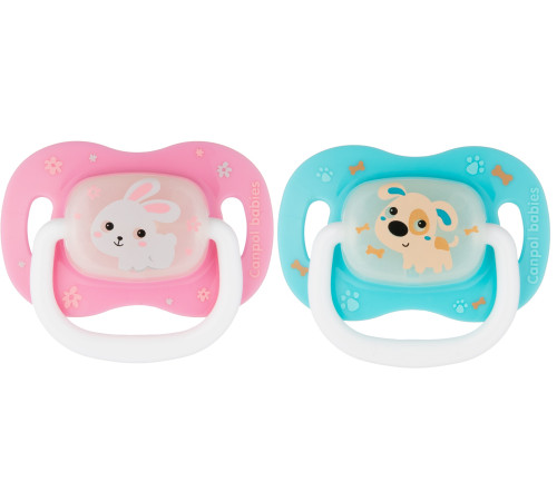Canpol Bunny &amp; company Пустышка симметричная силиконовая, 0-6 месяцев, соска-пустышка, 1 шт, цвет в ассортименте, арт. 23/268 фото