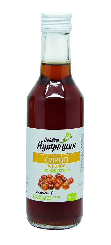 Доктор Нутришин Сироп клюквы, сироп, 250 мл, 1 шт, на фруктозе фото