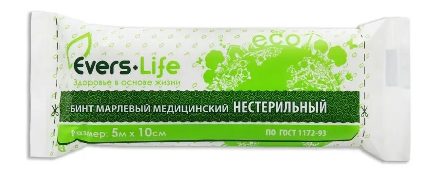 Evers Life Бинт марлевый нестерильный, 10 см х 5 м, 1 шт. фото