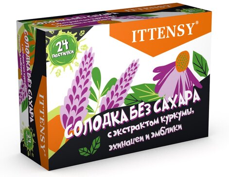Иттенси солодка, пастилки, 24 шт, без сахара фото