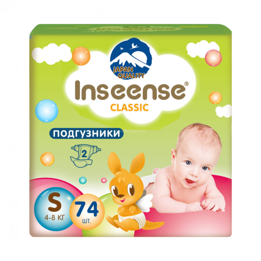 Inseense Classic Plus Подгузники детские, р. S, 74 шт, 4-8 кг фото