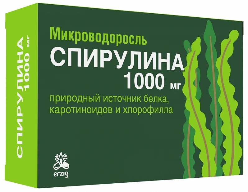 Erzig Спирулина, 1000 мг, таблетки, 60 шт. фото