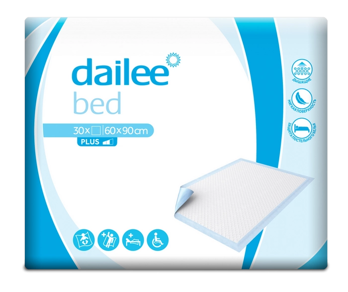 Dailee Bed Plus Пеленки впитывающие, 60 см х 90 см, 30 шт. фото