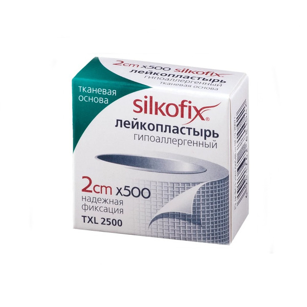 Silkofix Лейкопластырь фиксирующий, 2 см х 500 см, пластырь медицинский, 1 шт, тканевая основа фото