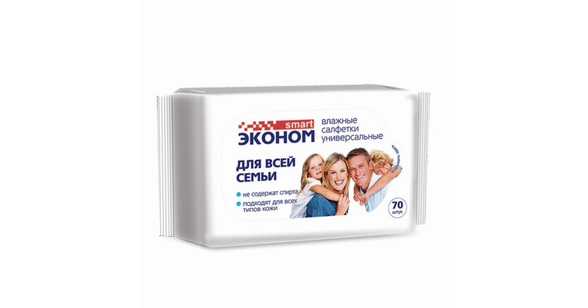 Эконом Smart салфетки влажные для всей семьи, салфетки влажные, 70 шт. фото