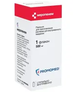 Меропенем, 500 мг, порошок для приготовления раствора для внутривенного введения, 1 шт. фото 