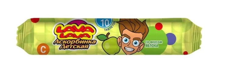 Lava Lava Аскорбинка детская, таблетки жевательные, 3 г, 10 шт, яблоко фото