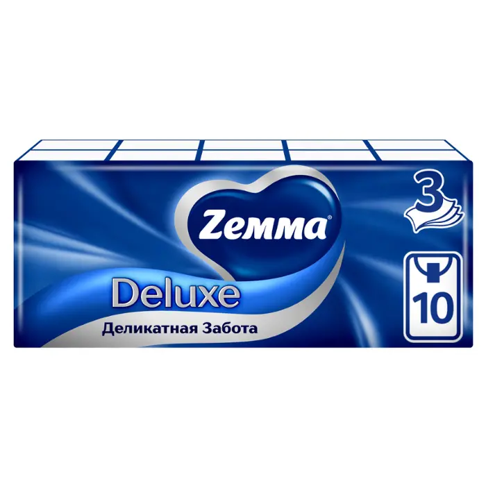 Zemma Deluxe платочки бумажные носовые деликатная забота, 100 шт. фото