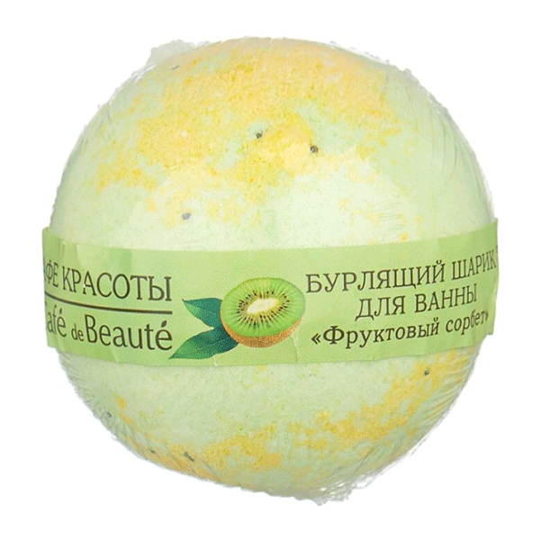 Кафе Красоты Бурлящий шар, соль для ванн, 120 г, 1 шт, фруктовый сорбет фото