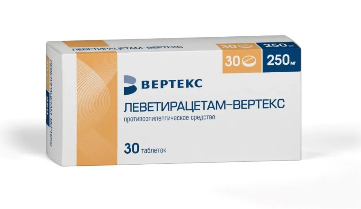 Леветирацетам-Вертекс, 250 мг, таблетки, покрытые пленочной оболочкой, 30 шт. фото